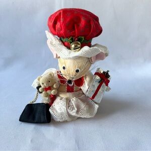 Vintage Kurt S Adler Corn Husk Christmas Mouse Ornament